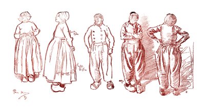 Skici ve Volendamu, Holandsko, 1900 od Unbekannt