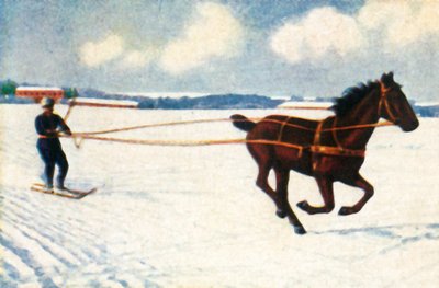 Skijöring ve Švédsku, c1928. od Unbekannt