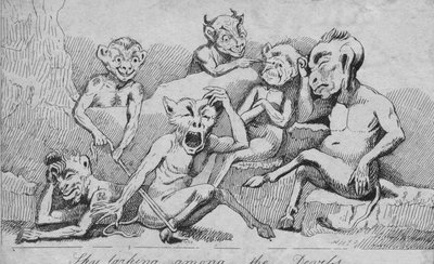 Obloha skrytá mezi ďábly, c19. století od Unbekannt