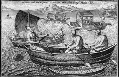Malé plavidlo používané na pobřeží Malabar Cochin, Indie, c18. století od Unbekannt