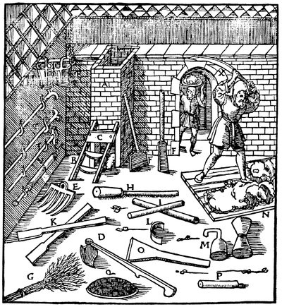 Tavení rud zlata, stříbra, mědi a olova, 1556 od Unbekannt