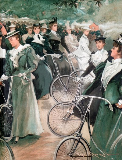 Společenské dámy na kole v Hyde Parku, Londýn, 1896 od Unbekannt