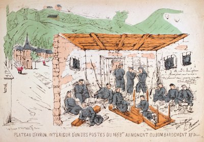 Vojáci uvnitř budovy během bombardování, francouzsko-pruská válka, prosinec 1870 od Unbekannt
