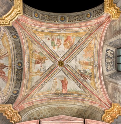 Jižní transept první východní úsek, Jacob posílá Josephova syna na Pastvinu, Spiknutí bratří k birdie Josephovi, Ruben navrhuje, aby byl vhozen do studny, Joseph prodán obchodníkům, Katedrála Santa Maria Assunta, Duomo, Cremona, Lombardie, Itálie (foto ) od Unbekannt