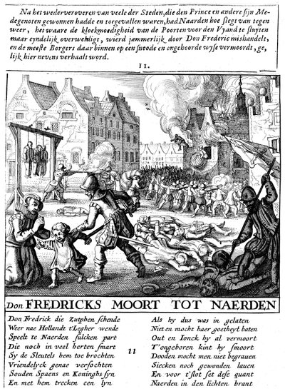 Španělští vojáci zapalují budovy a masakrují během španělské nadvlády v Nizozemsku, 1567-73 od Unbekannt
