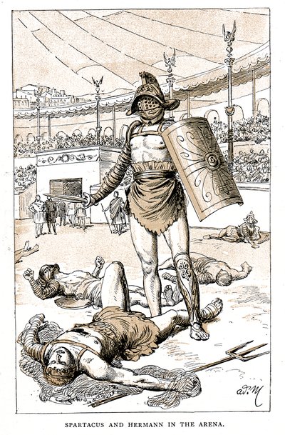 Spartakus a Hermann v Aréně, konec 19. století od Unbekannt