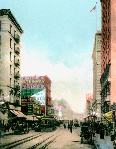 Spring Street, Los Angeles, Kalifornie, USA, 1900 od Unbekannt