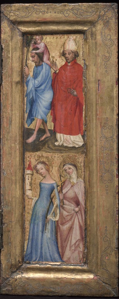 sv. Kryštof a sv. Erasmus, sv. Barbora a další světice, c. 1424. od Unbekannt