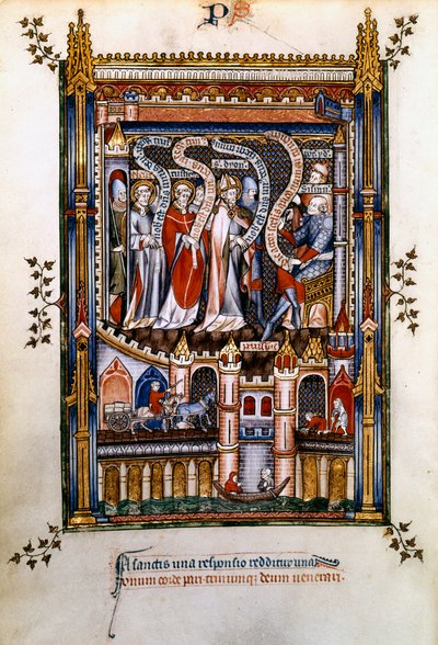 St Denis, St Rusticus a St Eleutherius před Sisinniem, 1317 od Unbekannt