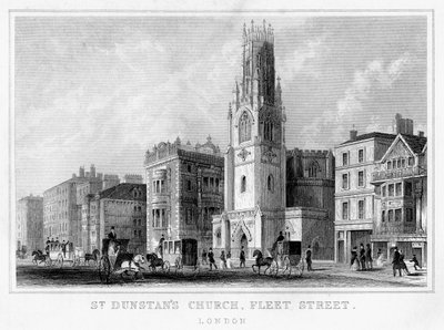 St Dunstans Church, Fleet Street, City of London, 19. století od Unbekannt