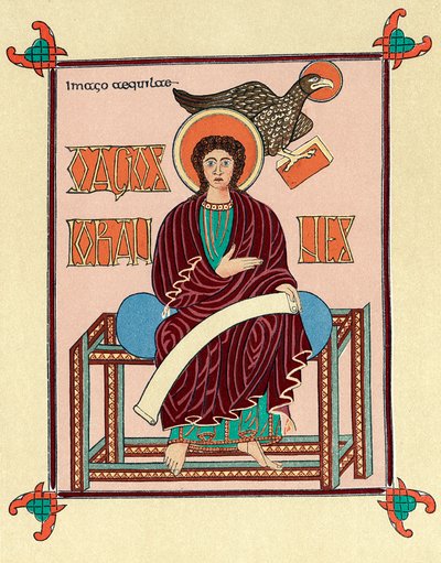 St John the Evangelist from Lindisfarne Durham Gospel Book, c720 od Unbekannt