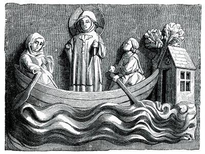 Svatý Julián a sv. Basilissa, jeho manželka, přenášející Krista na své lodi, 13. století 1870 od Unbekannt