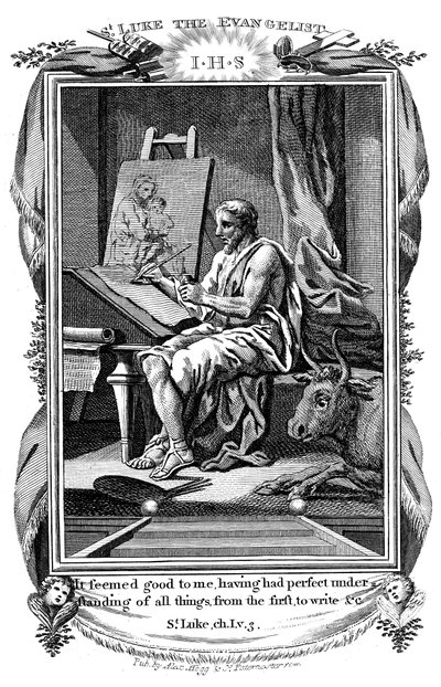 Svatý Lukáš evangelista píšící své evangelium, c1808 od Unbekannt