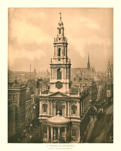 St Mary-le-Strand, Pohled od západu, polovina konce 19. století. od Unbekannt