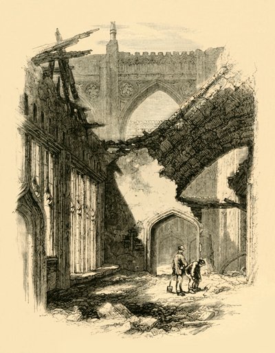 Kaple svatého Štěpána. - Interiér po požáru, 1881. od Unbekannt