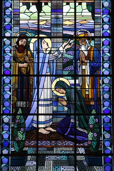 Vitráže v katolickém kostele Notre Dame du Rosaire: Navštívení, Saint-Ouen, Francie od Unbekannt