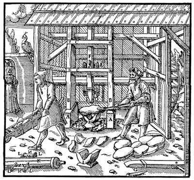 Razítko pro lámání měděných kupelačních koláčů pro další rafinaci, 1556 od Unbekannt