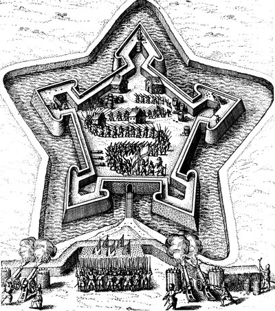 Hvězdná pevnost bráněná příkopem v obležení, 1617-1619 od Unbekannt
