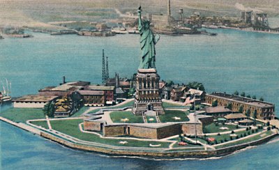 Socha svobody na ostrově Bedloes v newyorském přístavu. New York City, 40. léta 20. století od Unbekannt