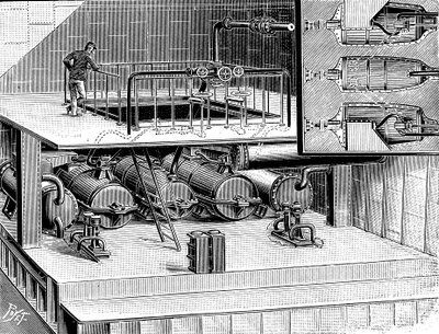 Parní turbíny namontované na doverském paketovém člunu Queen, 1904 od Unbekannt