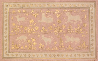 Stenciled Scenes of Lion and Gazelle, c. 1710. od Unbekannt
