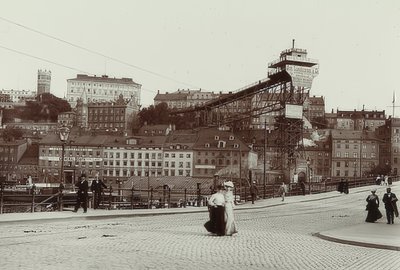 Stockholm, Švédsko. Katarinahissen (výtah). Kolem roku 1900 od Unbekannt