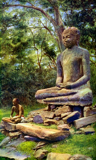 Kamenný Buddha, relikvie minulé slávy Anuradhapura, Ceylon, c1924 od Unbekannt