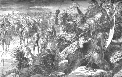 Storming of Sekukunis Stronghold: Sir Garnet Wolseley povzbuzující Swazies, c1880 od Unbekannt