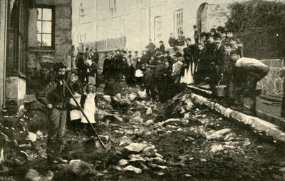 Straße in St. Ives nach einem Hochwasser, 1901 von Unbekannt