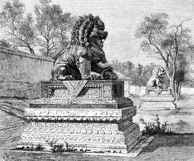 Letní palác, bronzový lev, znak imperiální moci, c1890 od Unbekannt