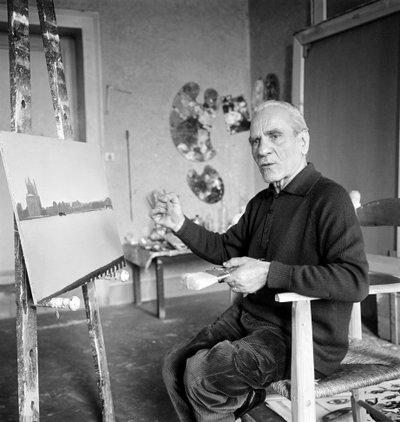 MALÍŘ VIRGILIO GUIDI VE SVÉM ATELIÉRU - BENÁTKY - 1970 od Unbekannt