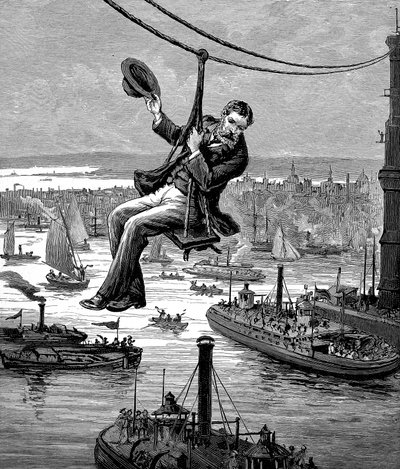 Testování kabelů na Brooklyn Bridge, c1900 od Unbekannt