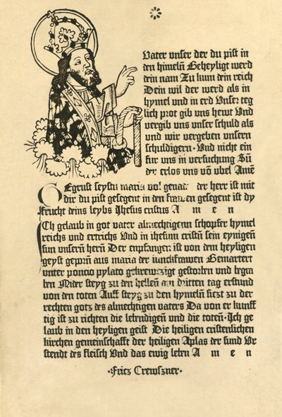 Všemohoucí, s Paternoster, Ave Maria a Credo v němčině, 1915. od Unbekannt
