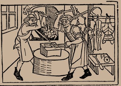 Umění kovářství. Ze Speculum Vitae Humanae od Rodericus Zamorensis, 1479. od Unbekannt