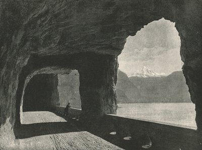 Axenstrasse, poblíž Fluelen, Švýcarsko, 1895. od Unbekannt