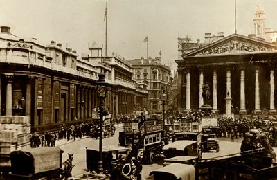Bank of England a Royal Exchange, Londýn, c1910. od Unbekannt