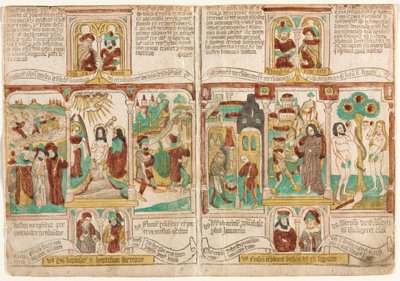 Bible chudých Biblia Pauperum, armáda faraonů utopená v Rudém moři..., 1450-1465. od Unbekannt