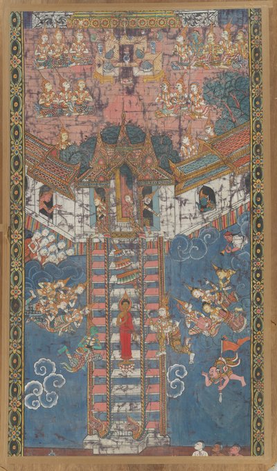 Buddha sestupující z nebe Trayastrimsa v Sankissa, 19. století. od Unbekannt