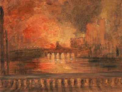Vypálení sněmovny parlamentu, požár Poslanecké sněmovny, ca. 1834. od Unbekannt
