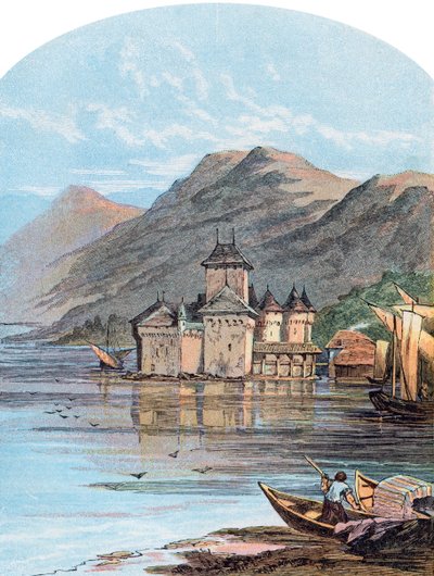 Zámek Chillon, Ženevské jezero, Švýcarsko, 1864 od Unbekannt