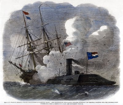 Občanská válka v Americe – námořní angažmá v Hampton Roads..., 1862 od Unbekannt
