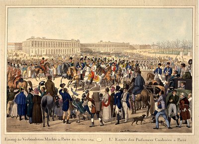 Koaliční armáda vstupuje do Paříže 31. března 1814, počátek 19. století. od Unbekannt
