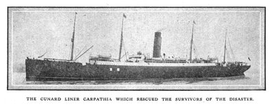 Cunardská loď Carpathia, která zachránila přeživší katastrofu, 20. dubna 1912. od Unbekannt