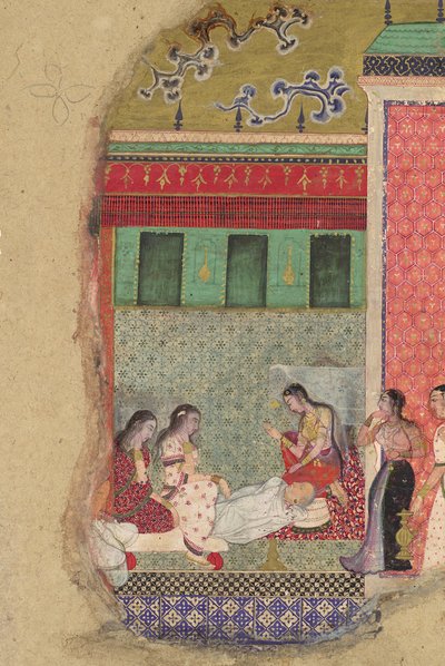 Smrt krále Dasharatha, otce Rámy, Folio z Rámájany, ca. 1605. od Unbekannt