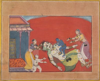 The Death of the Demoness Putana: Folio ze série Bhagavata Purana, ca. 1610. od Unbekannt