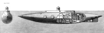 Potápějící se a stoupající ponorka Nautilus, 1887 od Unbekannt