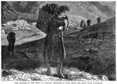 The Distress in the West Ireland: Bringing in Fuel from the Hills near Kylemore, 19th century od Unbekannt