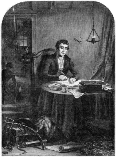 Vévoda z Wellingtonu píšící depeše po bitvě u Waterloo, 1815, 1852 od Unbekannt