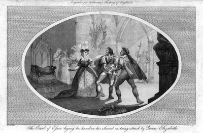 Hrabě z Essexu položil ruku na svůj meč, když byl zasažen královnou Alžbětou., 1792 od Unbekannt
