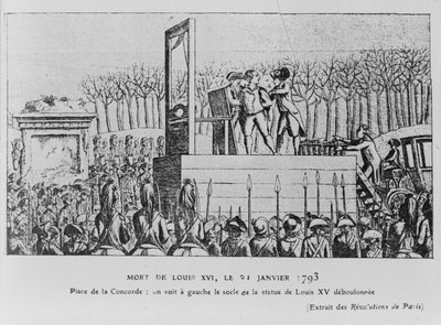 Poprava Ludvíka XVI. na Place de la Revolution dne 21. ledna 1793, c. 1793 od Unbekannt